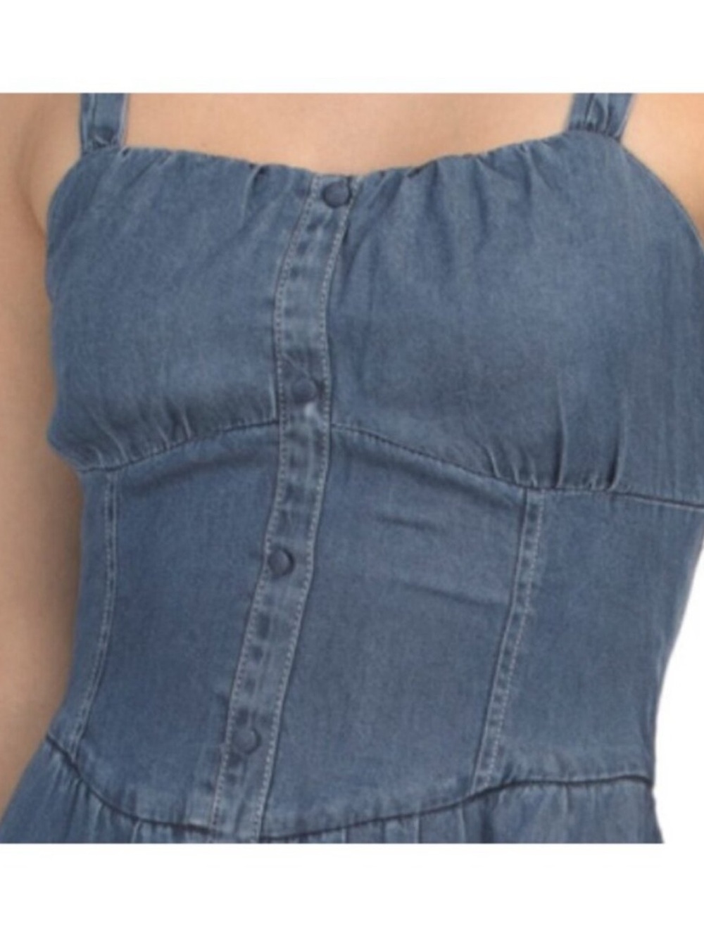 MOON RIVER Indigo Denim Maxi Dress with Pockets - Picture 2 of 8